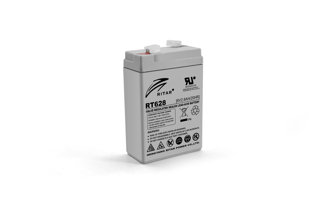 Акумуляторна батарея AGM RITAR RT628, Gray Case, 6V 2.8Ah ( 66х34х 97 (103 ) ) Q25