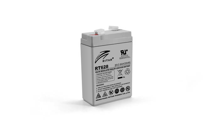 Акумуляторна батарея AGM RITAR RT628, Gray Case, 6V 2.8Ah ( 66х34х 97 (103 ) ) Q25, фото 1