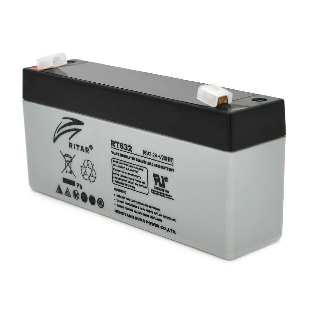 Акумуляторна батарея AGM RITAR RT632, Gray/Black Case, 6V 3.2Ah  ( 134х35х60 (66) ) Q10
