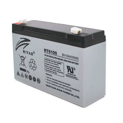 Акумуляторна батарея AGM RITAR RT6100, Gray Case, 6V 10Ah ( 150 х 50 х 93 (99) ) Q10, фото 1