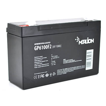 Акумуляторна батарея MERLION AGM GP610F2 6 V 10Ah (150 x 50 x 95 (100)) Q10, фото 1