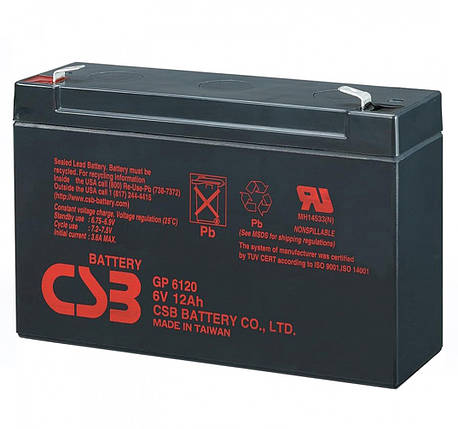 Акумуляторна батарея CSB GP6120, 6V 12Ah (150 x 50 x 95 (100) Q10, фото 1