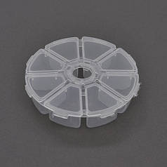 Пластмасовий ящик для радіодеталей, діаметр 100 мм, 8 відділень