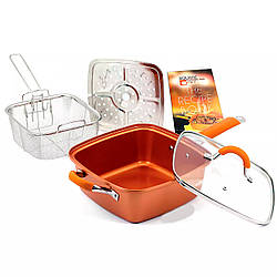 Сковорода-фритюрниця 5 в 1 Copper Cook Deep / Антипригарна сковорідка з пароваркою