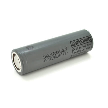 Акумулятор 21700 Li-Ion LG INR21700 (M50LT), 5000mAh, 7.2(14.4)A, 4.2/3.69/2.5V, Gray, фото 1