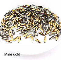 Стразы для ногтей цвет Mine Gold, размер 2*6мм 1шт