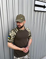 Якісна літня військова футболка камуфляж для повсякденного носіння з липучками