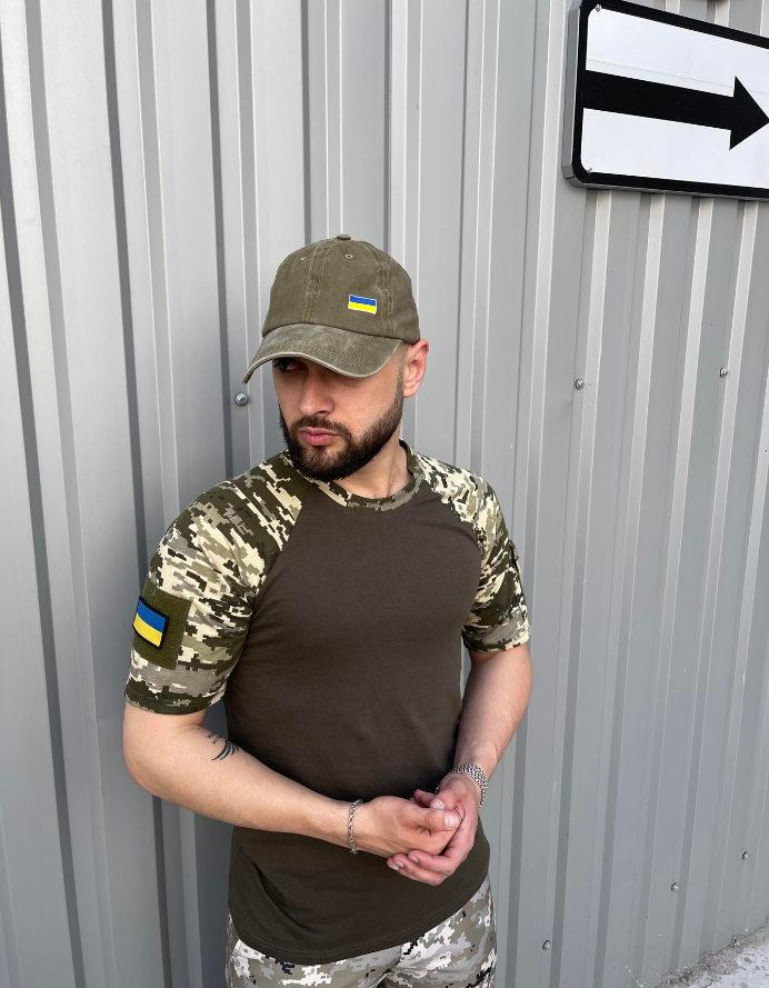 Якісна літня військова футболка камуфляж для повсякденного носіння з липучками, фото 1