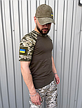 Якісна літня військова футболка камуфляж для повсякденного носіння з липучками, фото 4