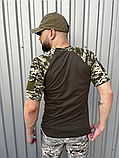 Якісна літня військова футболка камуфляж для повсякденного носіння з липучками, фото 3