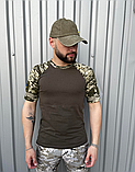 Якісна літня військова футболка камуфляж для повсякденного носіння з липучками, фото 2