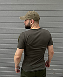 Якісна футболка патріотична тактична з липучками для військовослужбовців із тризубом, фото 2