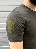 Якісна футболка патріотична тактична з липучками для військовослужбовців із тризубом, фото 3