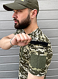 Футболка армейська камуфляжна для військовослужбовців із бавовни з липучками, фото 3