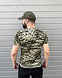 Футболка армейська камуфляжна для військовослужбовців із бавовни з липучками, фото 4