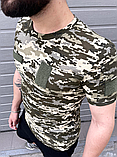 Футболка армейська камуфляжна для військовослужбовців із бавовни з липучками, фото 2