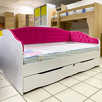 Ліжко Л-9 односпальне дитяче (підліткове) з м'якими спинками та висувними ящиками 1900х900 мм.