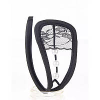 Труси без лямок мереживні з перлами one size чорний