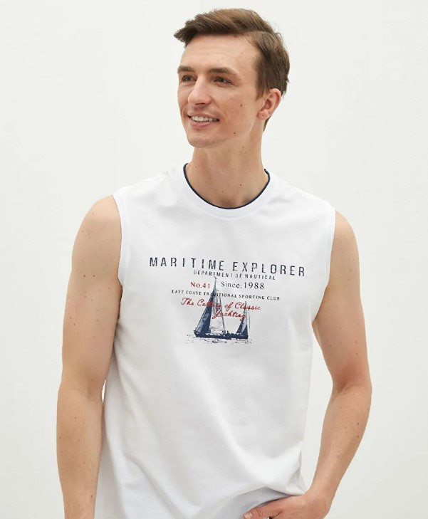 Біла чоловіча майка LC Waikiki/ЛС Вайкі Maritime explorer