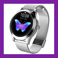 Uwatch смарт часы Smart Vip Lady Silver с металлическим браслетом, Умные часы Смарт вин леди 5077 Круглые