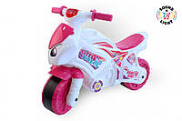 Каталка-беговел "Мотоцикл" ТехноК 6368TXK Бело-розовый музыкальный, World-of-Toys