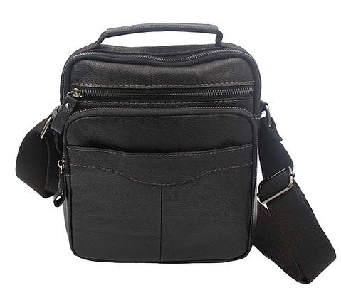 Чоловіча шкіряна сумка 9055-1 чорна, фото 1
