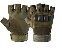 Перчатки тактические без пальцев Combat Оригинал (военные, защитные, охотничьи) Олива - L