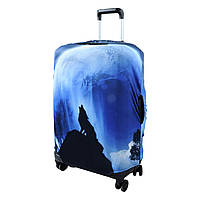 Чохол для чемодана M (55 - 65 см) - Синий Принт Микс, (Молния, фастекс, пакет)