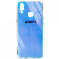 TPU+Glass чохол Gradient Rainbow з лого для Samsung Galaxy A10s Блакитний