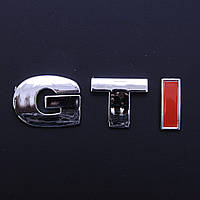 Емблема авто "GTI" (хром) I-червона/скотча (блистер) 80x26 мм 1991-1997