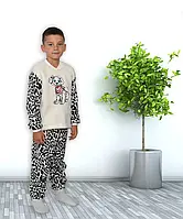 Пижама махровая детская с вышивкой 01239 Микс вельсофт