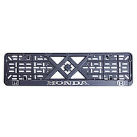 Рамка номера HONDA  "защелка" 3D напис Хромированная (Полипроп./гибкий морозостойкий)