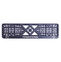 Рамка номера MAZDA "защелка" 3D напис Хромована (Поліпроп./ гнучкий морозостійкий)