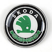 Эмблема  "Skoda"  78мм\пластик\2 пукли\ зад