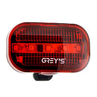 Фонар задній велосипедний 5LED/2xAA/2 рів. роботи/власнепровісниць./кріплення хомутом Greys NoGR1110