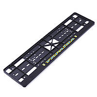 Рамка номера "планка-защелка" Чорна No20 напис - "Україна" "Speed"