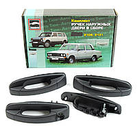 Ручки авто двері зовнішні в зборі 2101-2106/2121(NIVA 5D)чорні,пластик "ТЮН-АВТО"(4шт)