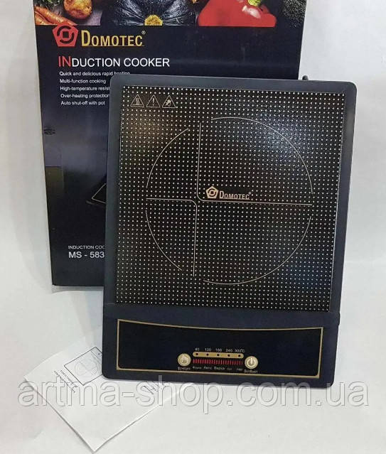 Індукційна настільна електроплита DOMOTEC MS-5832 Потужність 2000 ватів Чорна