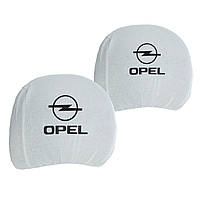 Чехлы подголовников OPEL белый-черный логотип