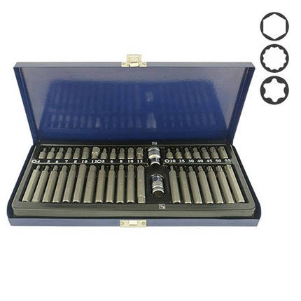 Набір біт 10 мм HEX, TORX, SPLINE 40ед. СТАНДАРТ SDBS0040, фото 1