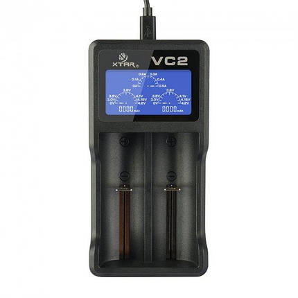Універсальний зарядний пристрій XTAR VC2, Li-Ion, USB/220V, LCD-індикатор, фото 1