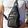 Чоловічий рюкзак-слінг шкіряний на одне плече чорний 2385-V, фото 2