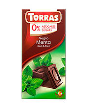 Шоколад чорний без цукру, без глютену TORRAS з м'ятою 52%, 75 г
