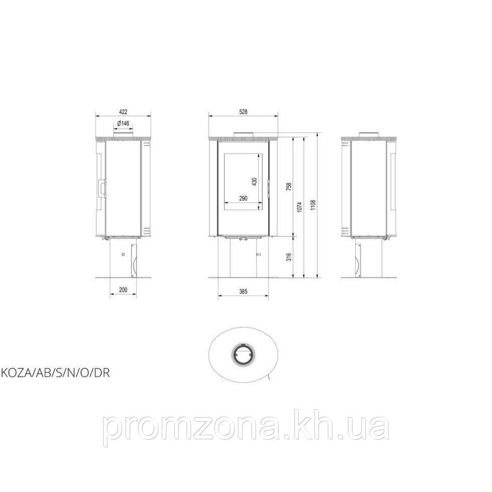 Стальная печь-камин Kratki KOZA AB S/N/O/DR (8,0 кВт) - фото 3 - id-p1653992164