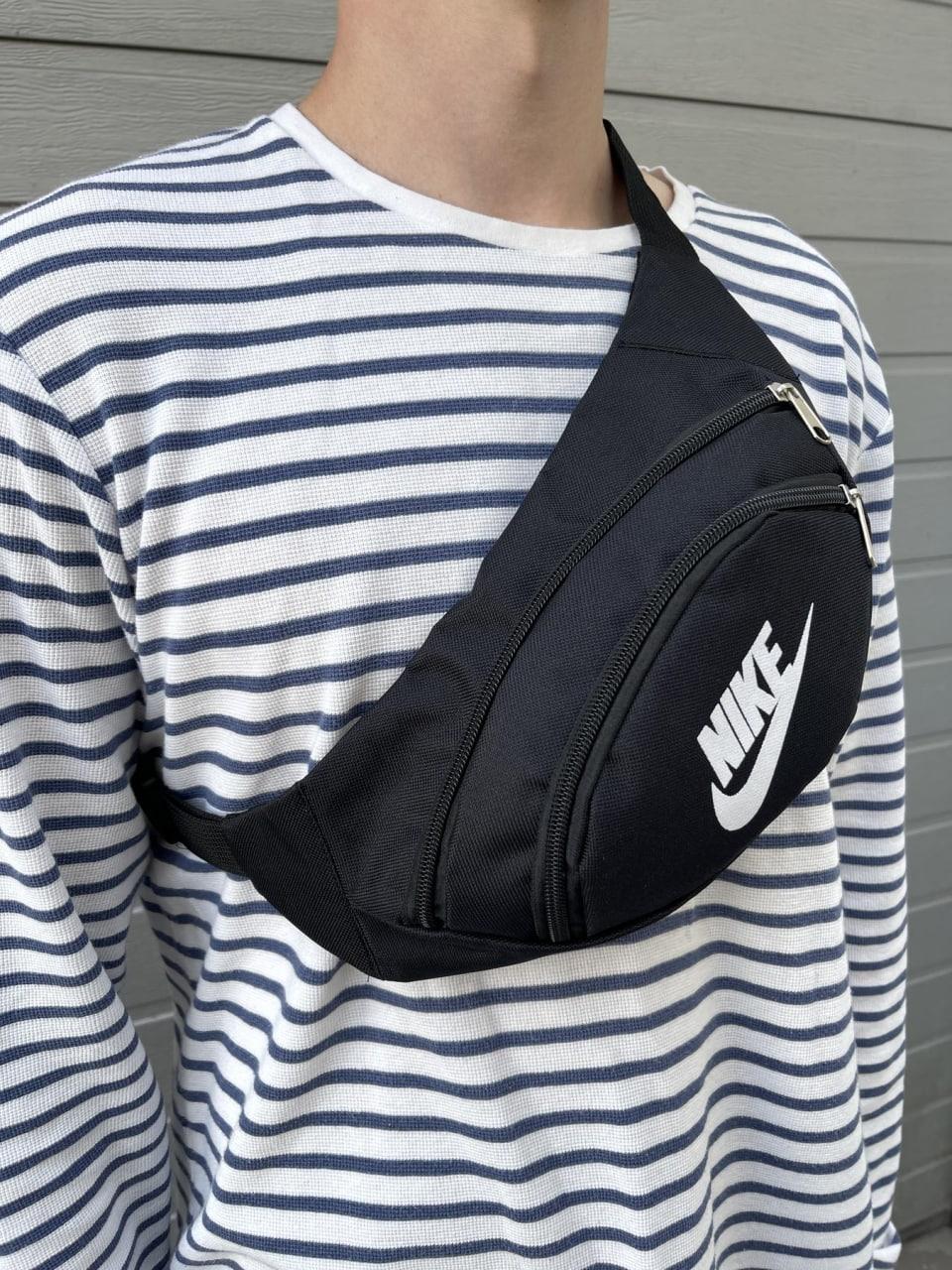 Бананка чоловіча жіноча Nike на пояс чорна сумка поясна через плече найк