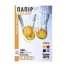 Фотопапір ColorWay PG180-100 White 10х15, 100 шт, глянцевий 180г/м2