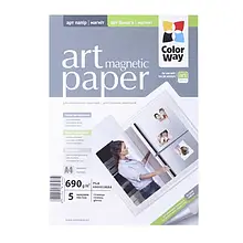 Фотопапір ColorWay ART PGA690005MA4 White А4, 5 л, глянцевий/фактура магніт, 690г/м2