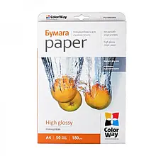 Фотопапір ColorWay PG180-504R White А4, 50л, глянцевий, 180г/м2