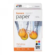 Фотопапір ColorWay PG180-504R White 10х15, 50 шт, глянцевий, 180г/м2
