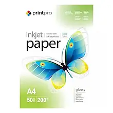 Папір PrintPro PGE200050A4 A4, 50л, 200 г/м2
